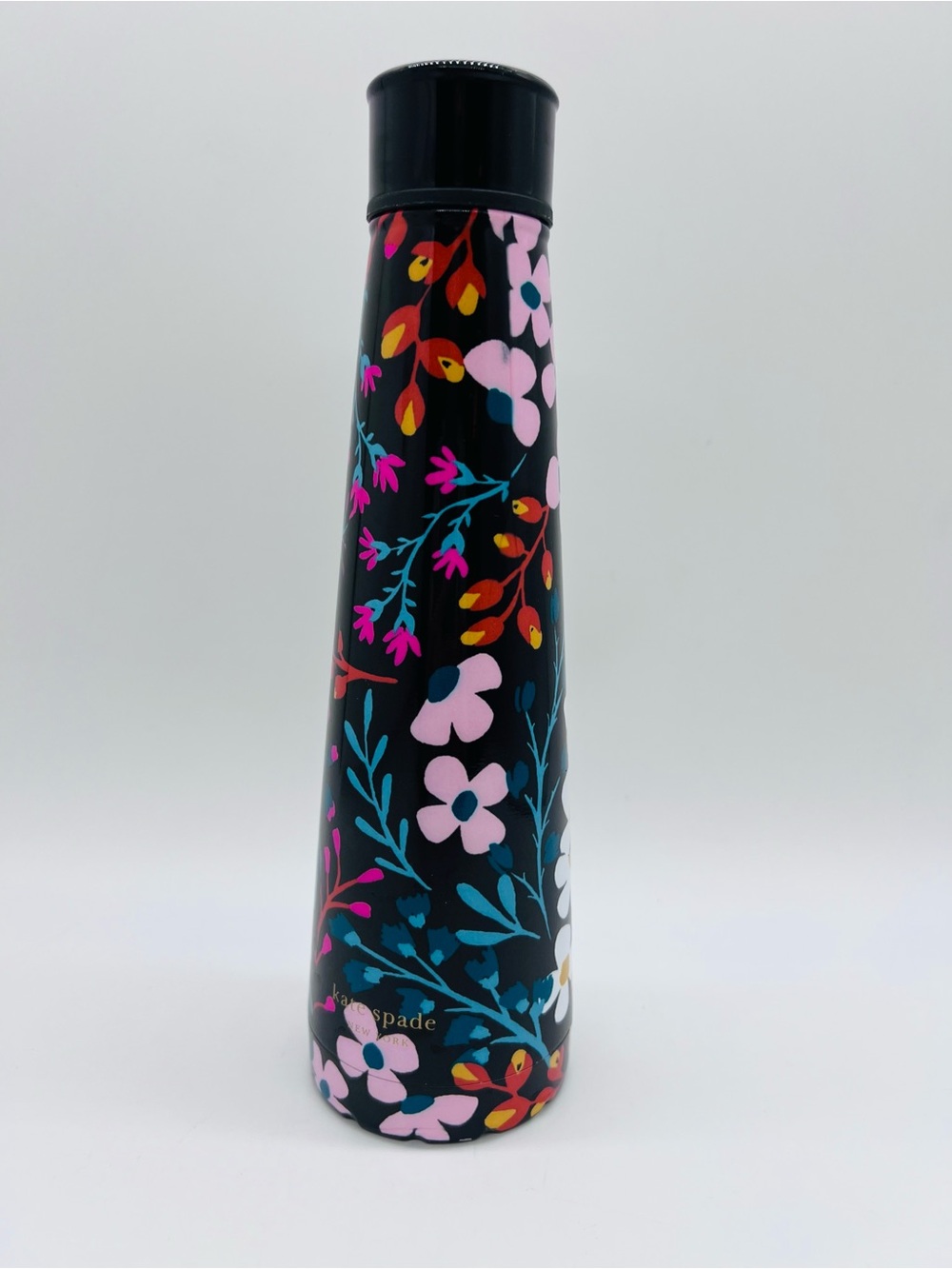 kate spade Black Fall Floral Stainless Steel Water Bottle 14.5 Ounces